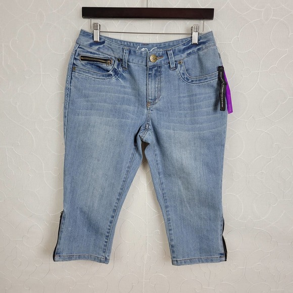 INC Denim‎ Womens Jean Shorts Size 6 Blue Bermuda Capri Pockets Regular Fit - Picture 1 of 6